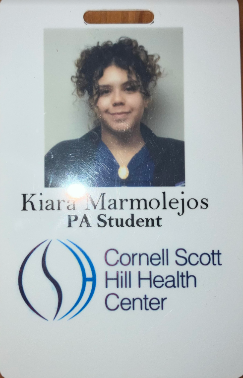 Keycard badge, Kiara Marmolejos, PA student, for Cornell Scott Hill Health Center
