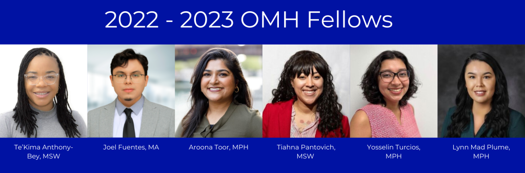 Headshots of the six 2022 - 2023 OMH fellows